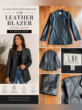 La Nouvelle Renaissance Black Genuine Leather Blazer Jacket P/L Tailored Coat